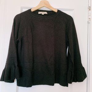 LOFT Bell Sleeved Wool Blend Sweater (Black)